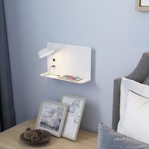 Sconce Wall Lamp with USB Charging and Switch Simple LED Bedside Reading Light For Bedroom Living room Hotel Bedside Wall Light