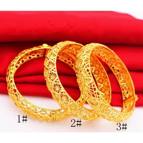 Newest Hollow Bangle Yellow Gold Filled Wedding Womens Bracelet Drop Shipping