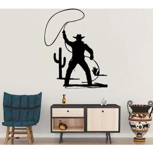 New Arrival Wall Sticker Decal Wild West Cowboy Hat Western Style Horse Bull Vinyl Wall Decals Livingroom Mural Home Decor LC150