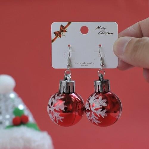 Christmas Bulb Earrings Red And Green Painted Snowflake Flower Ball Earring Ear Hook Eardrop Christmas Jewelry Gift