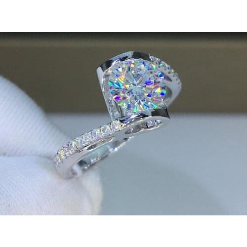New 925 Sterling Silver Ring 2 Carat Zircon Simulation CZ Ring, A Wedding Gift For WomenS Charm Jewelry