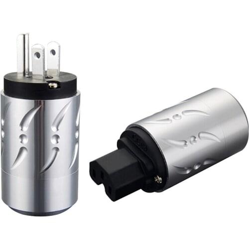 One pair Viborg VM502R+VF502R US power plug pure copper Rhodium plated AC power plug with IEC plug