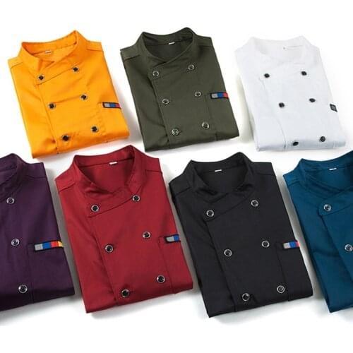 Wholesale Unisex Kitchen Chef Uniform Bakery Food Service Cook Short Sleeve shirt Breathable Double Breasted Chef Jacket clothes