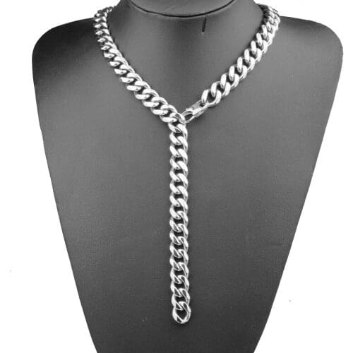 Tiasri 12MM Strong Man Necklace Bracelet Cuba Curb Miami Chain Heavy Stainless Steel Choker Best Gift Friend Jewelry Accessories