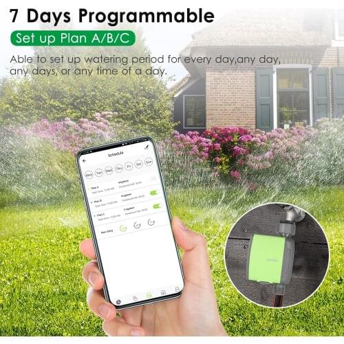 Programmable BT WiFi Water Timer Hose Faucet Timer Outdoor Battery Operated Water Flow Meter Automatic Watering Sprinkler System