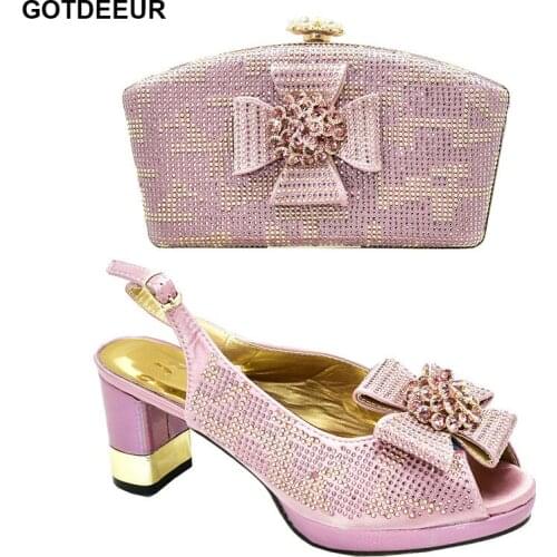 Pink Color African Matching Shoes and Bags Italian In Women Nigerian Women Shoes and Bag Set Luxury Women Shoes Wedding Shoe