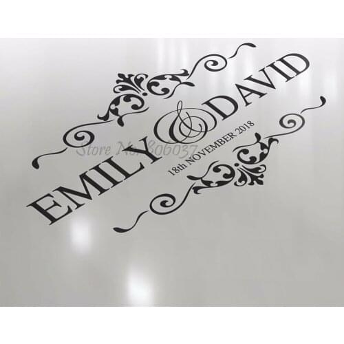 Removable Vinyl Floor Decoration Decals For Wedding Party Dance Floor Custom Name & Date WL695