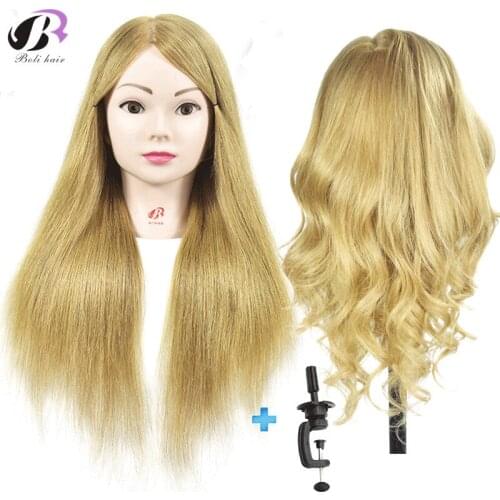 Free Shipping Mannequin Head With 55cm Blonde Hair Manikin Dolls For Hairdressing Practice Training Head With Free Desk Holder