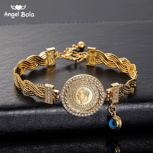 Trendy Charms Allah Jewelry Turkish Coin Bangle Men Islam Woman New Religious Faith Fashion Middle East Muslim Bracelet Arabic