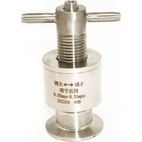Pipe OD 38mm Sanitary SUS 304 Tri Clamp OD 50.5mm Adjustable Pressure Relief Reducing Valve 0.5-6 Bar Safety Exhaust Vent Valve