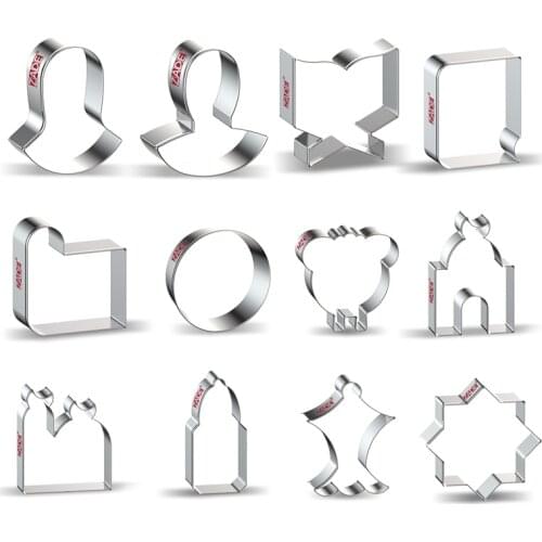 ZADE Ramadan Eid Cookie Cutter Moon Star for Fondant Biscuit Mosque Mubarak Eid Cookie Cutter - Stainless Steel