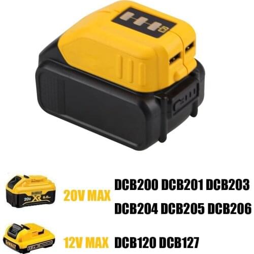USB Converter Charger For DEWALT 10.8V 12V 18V 20V Li-ion Battery Converter DCB090 USB Device Charging Adapter Power Supply