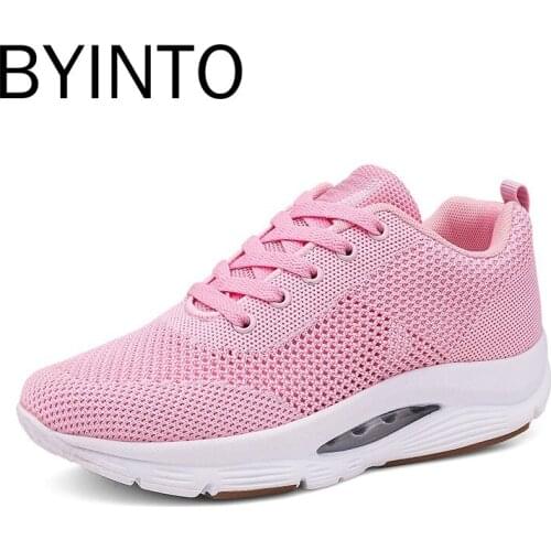 Platforms Women Sport Tennis Shoes Light Breathable Air Cushion Mesh Chunky Sneakers Pink Walking Female Trainers Tenis Feminino