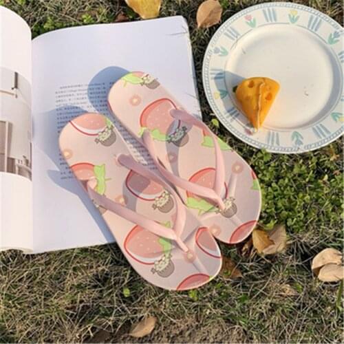 Women Summer shoe Korean Fashion Fruits Design Comfortable Slippers Flip Flop Casual Non-Slip Couple Flip Flops Breathable Beach