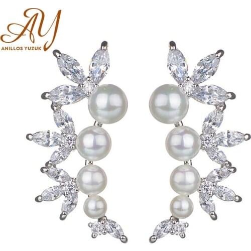 Anillos Yuzuk High-quality Silver 925 Jewelry Luxury Pearl Earrings 925 Sterling Silver Jewelry Earrings For Women Fine Jewelry