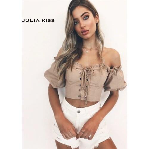 Women Bardot Neck Bell Sleeve Lace Up Corset Top