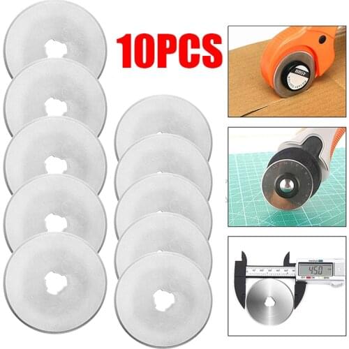 10pcs/set 45mm Rotary Cutter Set Blades Fabric Circular Quilting Cutting Patchwork Leathercraft Sewing Tool Leather Cutter Blade