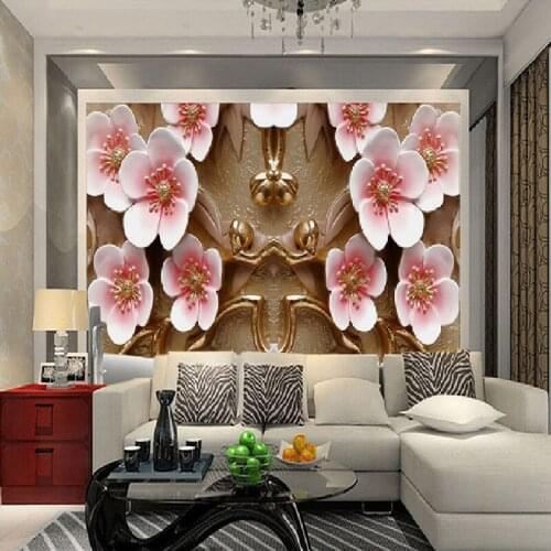 HD 3d peach tree flower simulation embossed TV background wallpaper home decoration living room bedroom decoration mural