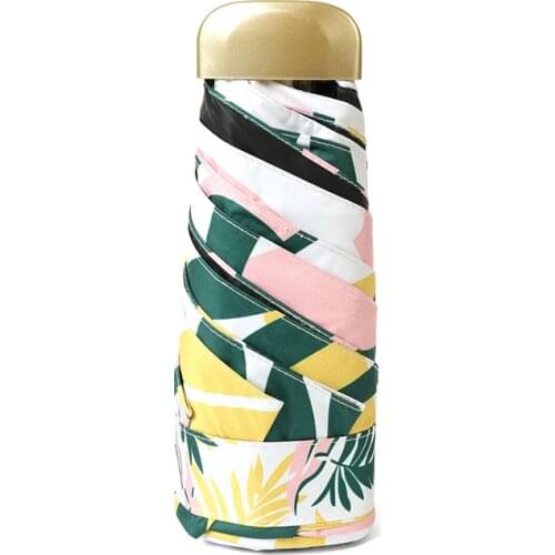 5 Folding Sun Umbrella Female Sunscreen Anti-UV Parasol Small Black Coating Sunny Rainy Dual Use Folding Girls Umbrella