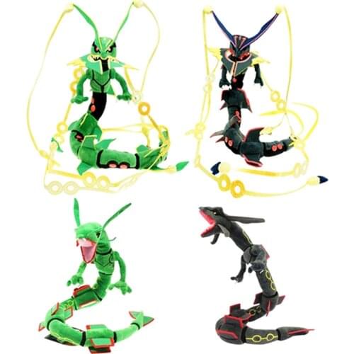 80cm Pokemon 4 Styles Dragon Plush Toy Mega Rayquaza Green And Shiny Black Soft Stuffed Animal Cartoon Doll