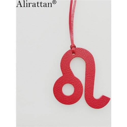 Alirattan New 12 Leo Virgo Horoscope Constellation Keychain Pendant Women Backpack Charm Fashion Genuine Leather Charm INS