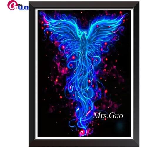 Diamond Painting Full Square Round Drill Blue Phoenix Bird Mosaic Painting Rhinestone Beadwork Everything For Diamond Embroidery