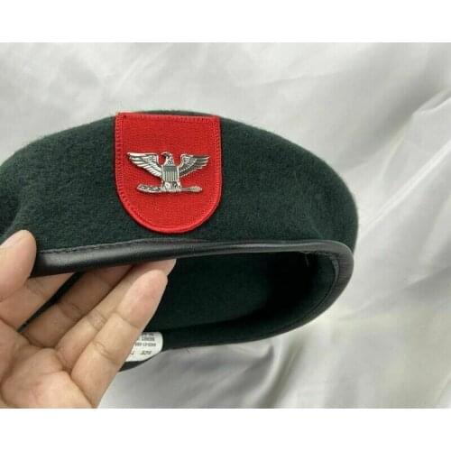 US Army 7th Special Forces Group Blackish Green Beret Colonel Eagle Insignia Military Hat