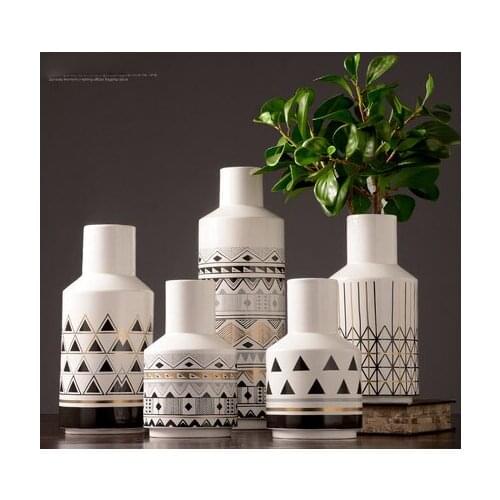 White ceramic flower vase Modern minimalist flower flower garden Living room TV cabinet home soft decoration