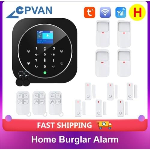 CPVAN Alarm System for Home Burglar Security 433MHz WiFi GSM Alarm Wireless Tuya Smart Motion Detecto App Control Touch Keyboard