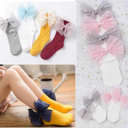 Children Socks Bows lace Girls Ankle Socks bowknet lace flower Baby Girls Princess Socks Cotton Kids Sweet infant foot wear