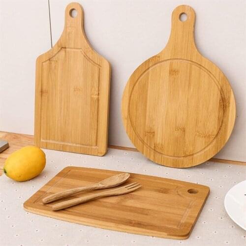 Wooden Chopping Blocks Bamboo Rectangle Hangable Cutting Board Fruit Pizza Bread Plate Durable Non-slip Home Kitchen Accessories