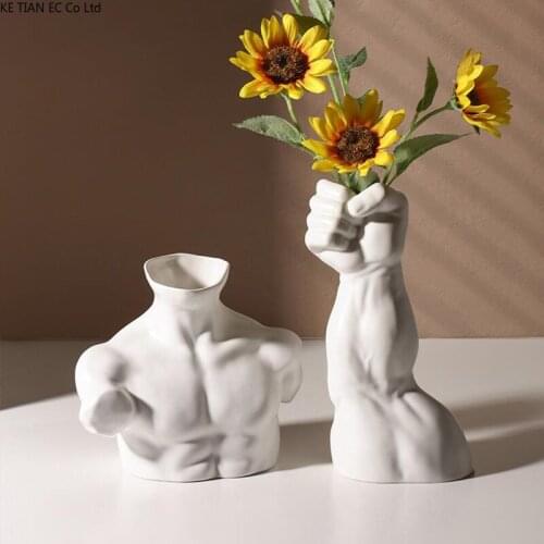 Ceramic Human Body Vase Electroplating Silver Flower Arrangement Creative Character Nude Flower Vase Living Room Home Decoration