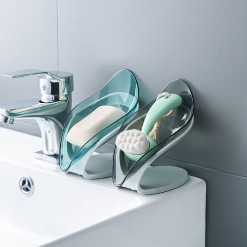 Leaf Shape Soap Box Drain Soap Holder Box Bathroom Shower Soap Holder Dish Storage Plate Tray Bathroom Supplies Kitchen Gadgets