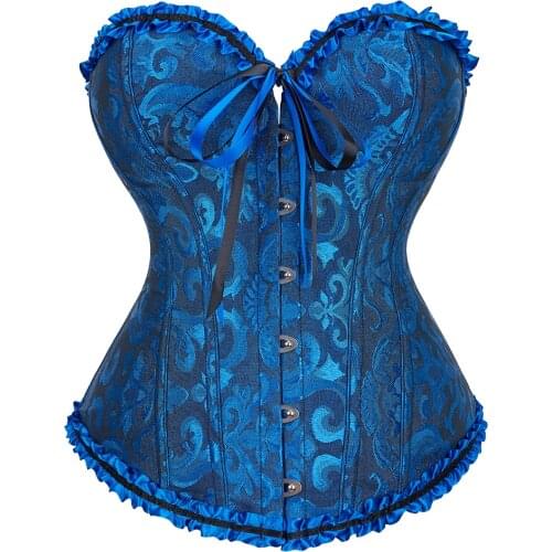 Embroidered Brocade Corset body shaper Bustier Bone Lace Up Steampunk Corset Sexy Corselet Strapless Overbust Slim Corset