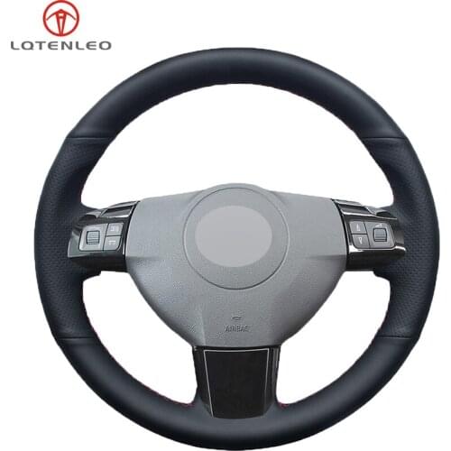 LQTENLEO Black PU Artificial Leather Car Steering Wheel Cover for Opel Astra 2004 2005 Opel Corsa 2009 Opel Zaflra 2004-2006
