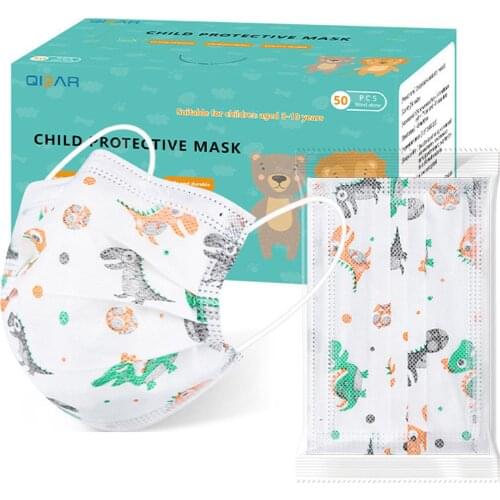 50/100pcs Kids Disposable Mascarilla Nonwove Face Mask Children Animal Printed Masks Earloop Halloween Cosplay Mask Mascarillas