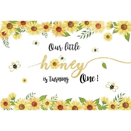 Mocsicka First Birthday Party Backdrop for Party Decoration Sunflower Design Spring Newborn Baby Background for Photo Studio 307
