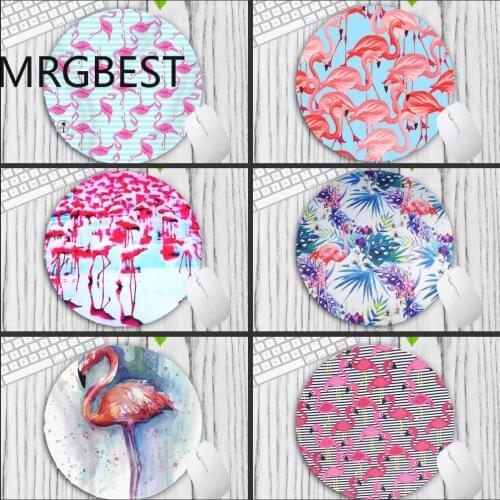 MRGBEST Big Promotion Soft Rubber Professional Gaming Round Mouse Pad 200X200X2MM Pink Flamingo Beautiful Anime Speed Mat