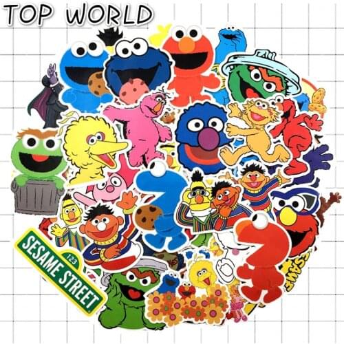 10/50pcs/lot Cartoon Sesame Street Stickers For Tab Phone Laptop Tv Fridge Bicycle Pvc Waterproof Decal Toy Sticker For Kids
