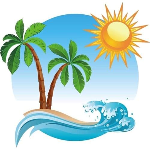 New Color Car Sticker Palm Tree Tropical Island Decals Lovely for Car Bumper Waterproof Cover scratches Interior KK15*15cm
