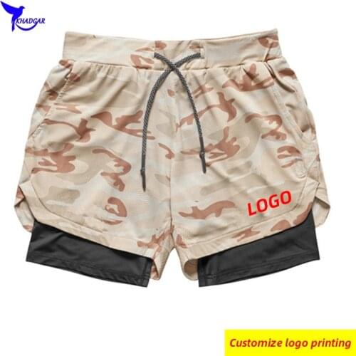 Custom LOGO 2021 New Quick Dry Mens Sports Running Shorts Active Training Exercise Jogging 2 IN 1 Short Pants With Longer Liner