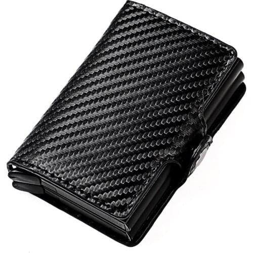 New Aluminum Credit Card Holder Metal Business ID Cardholder Slim Mini Case Wallets RFID 100% Genuine Leather Smart Wallet