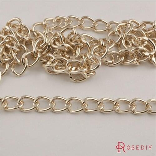 Wholesale Width 7.5mm Champagne Gold color Plated Aluminum Extension Twisted Chains Diy Jewelry Findings 5 Meter(JM7762)