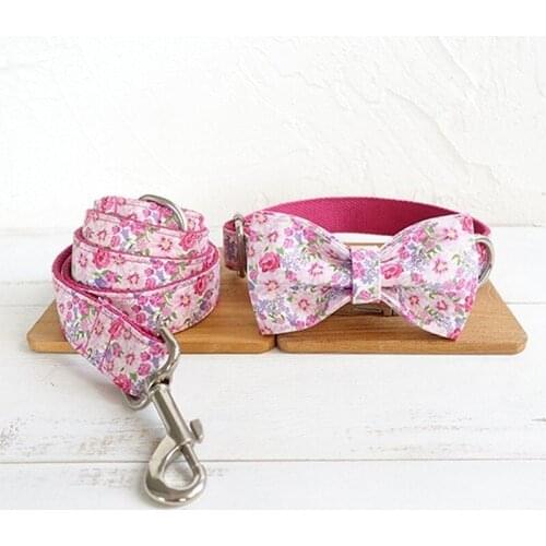 Pet Collar Bowknot Leash Set Personalized Collar Metal Buckle Cat and Dog Ring Drawstring Bowtie Jewelry Puppy Accessories