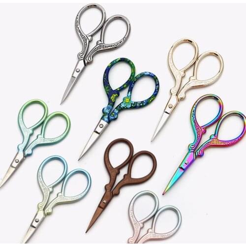 Sharp Stainless Steel Scissors Printing Pink Mini DIY Craft Scissors Fabric Cutting Professional Sewing Scissors Office Supplies