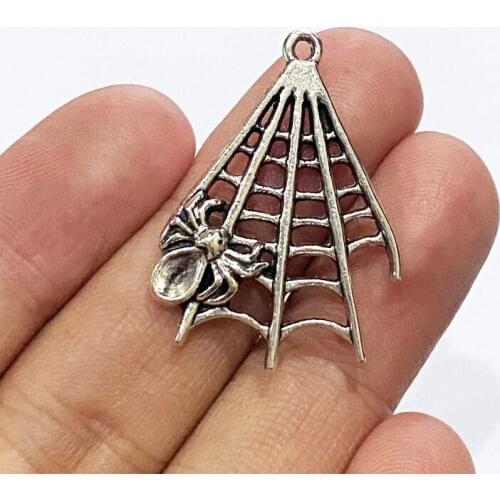 8pcs 32x23mm Antique Silver Color Cobweb Pendant Spider Web Charm Spider Web Pendants For Jewelry Making DIY Handmade Craft