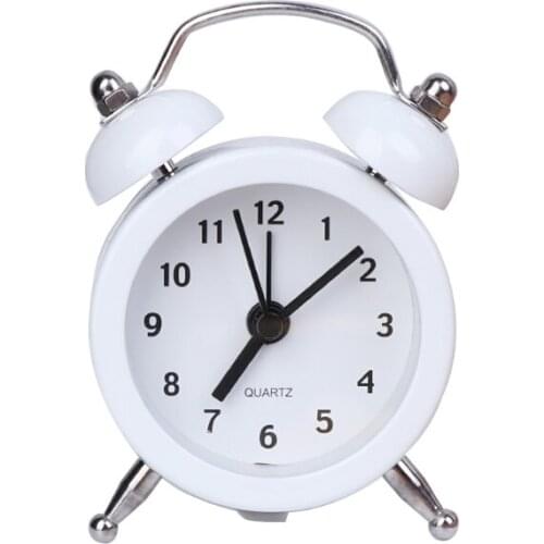 Portable Cute Mini Round Battery Alarm Clock Desktop Table Bedside Clocks Decor