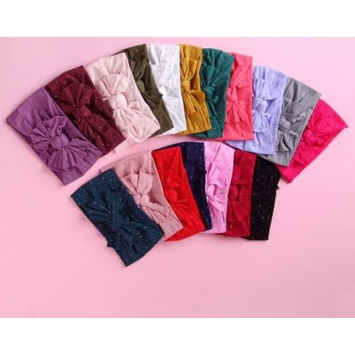 Gold Polka dot Knot Bow Nylon Headband, Wide Nylon Bow Headwraps, Baby Girls Hair Accessories, Baby Shower Gift Photo props