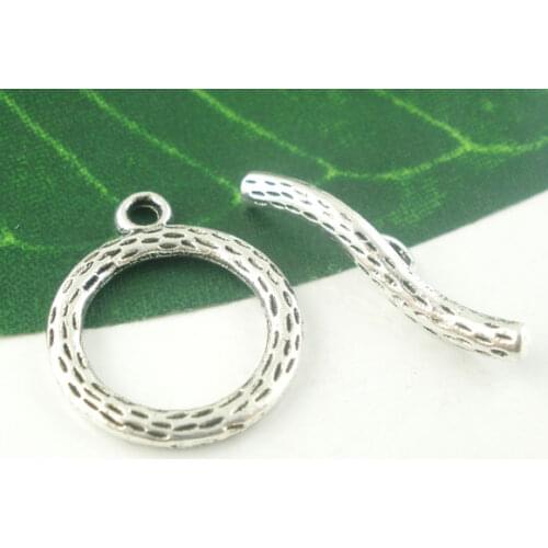 Lovely 20 Sets Silver Color Toggle Clasps Findings (B03780)