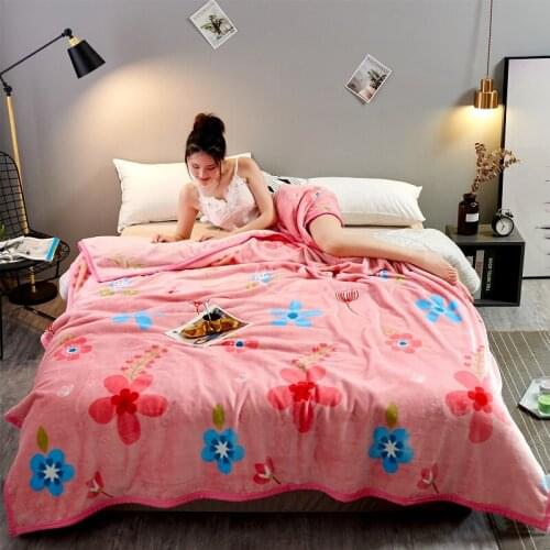 Pink flowers blankets quilts twin full queen luxury blankets simple soft Throw Flannel blankets on Bed/car/sofa kids blankets